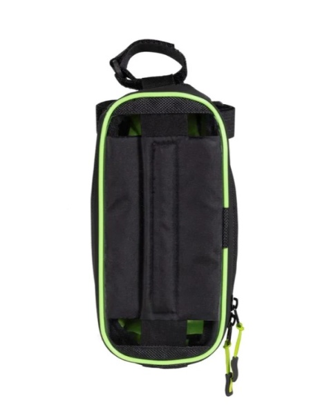 Велосумка на раму с отделением для телефона STG, модель FB-016, размер 20х11х9 см, черный/салатовый фото