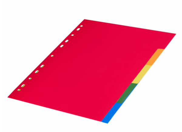 Разделитель пластиковый BRAUBERG, А4, 5 листов, по цветам, оглавление, Китай, 221846 фото