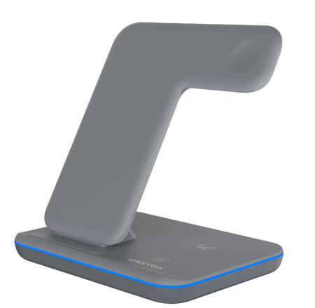 Беспроводное зарядное устройство CANYON WS-303 3в1 Темно-серый (GX1CNSWCS303DG) фото