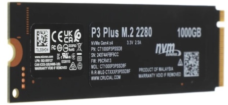 Накопитель SSD 1Tb M.2 2280 Crucial P3 Plus NVMe PCIEx4 (CT1000P3PSSD8) фото