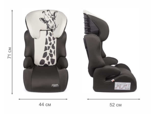 Автокресла детские SIGER KRES3598 Смарт гр.II/III, жираф серый, бежевый	 фото