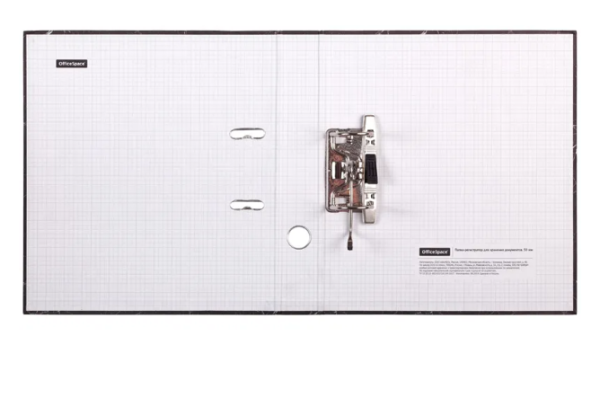 Папка-регистратор OfficeSpace 50мм, мрамор, черная, бюджет фото