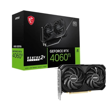 Видеокарта PCI-E 8Gb MSI NV RTX 4060 Ti VENTUS 2X BLACK 8G OC RTX 4060TI 128bit GDDR6 2565/18000 HDM фото