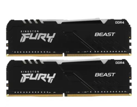 Оперативная память DDR4 64Gb (2X32Gb) (PC-25600) 3200MHz Kingston FURY Beast RGB KF432C16BBAK2/64  фото