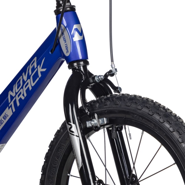 (м) Велосипед детский NOVATRACK 16"16M.COOPER.BL5 Магний-алюминий.рама, синий, полная защ.цепи, пер. фото