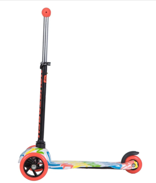 Самокат-кикборд NOVATRACK 120H.DISCOKIDS.WMC8 max 25кг, неоновый цветной дизайн, белый фото