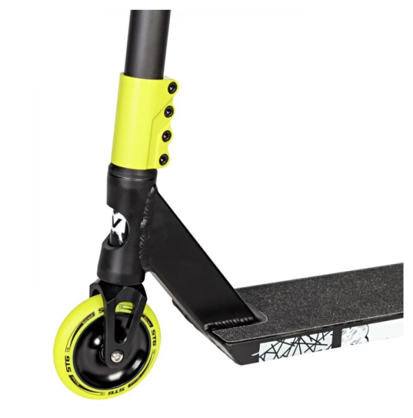 Самокат трюковый NOVATRACK 110A.CROW10.BK24 Crow 10, 110 мм, SCS, алюминий, черный с зеленым фото