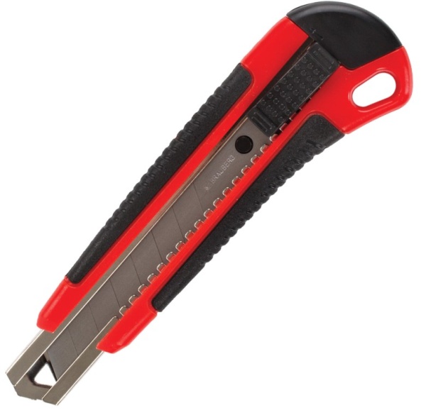 Нож канцелярский 18 мм BRAUBERG "Universal", 3 лезвия в комплекте, автофиксатор, 230919 фото