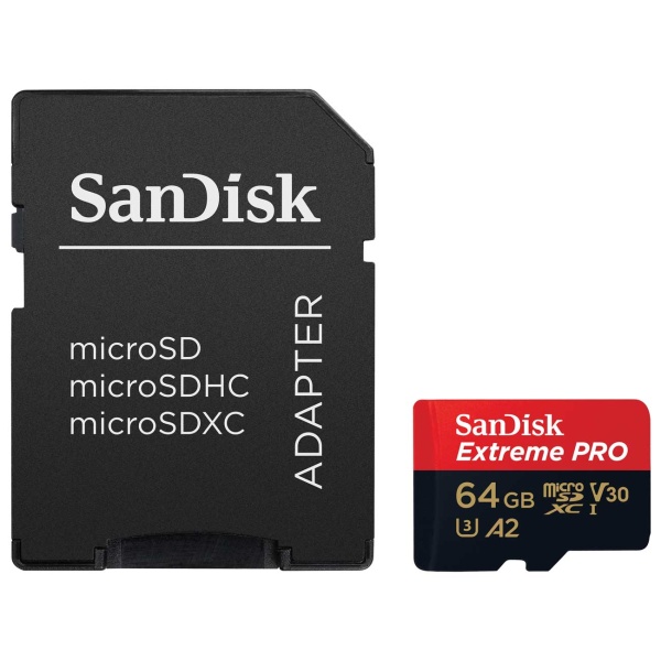 Карта памяти MicroSD 64GB SanDisk Extreme A2 UHS-I U3 (170 Mb/s) (SDSQXAH-064G-GN6GN) фото