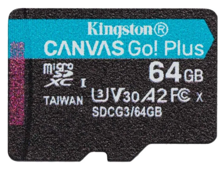 Карта памяти MicroSD 64GB Kingston Class 10 Canvas Go Plus UHS-I U3 V30 A2 (170Mb/s) (SDCG3/64GBSP) фото