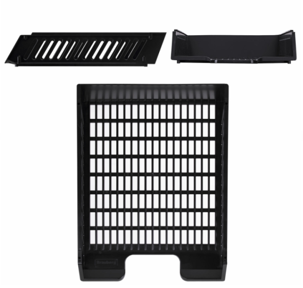 Лоток горизонтальный для бумаг BRAUBERG-MAXI, с пазами, А4 (358х272х69 мм), сетчатый, черный, 231141 фото