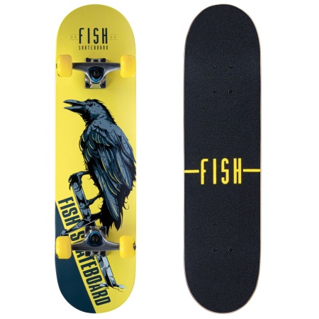 Скейтборд Fish 9963, дека клен 9 сл., размер 31"*8", колеса: 54*36мм 85А, PU, ABEC-7 карбон в/п фото