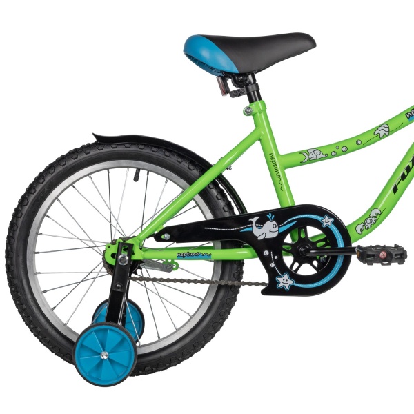 (м) Велосипед детский FOXX 18"183NEPTUNE.GN5 салатовый, защита А-тип, короткие крылья, нет багажника фото