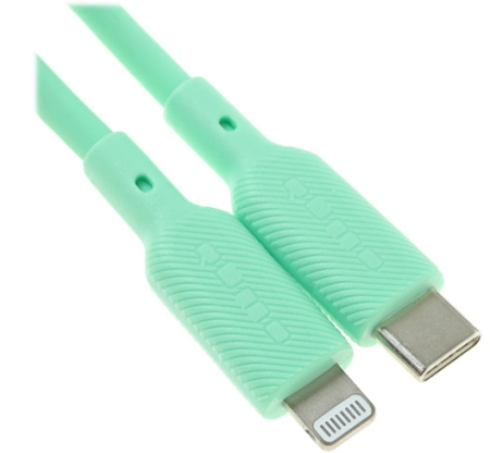 Кабель Type-C - Lightning Qumo 1м зеленый силиконовый, 20W (MFI) (33000) фото