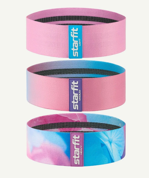 Мини-эспандеры STARFIT ES-204 лаванда с принтом, 3 шт.  фото