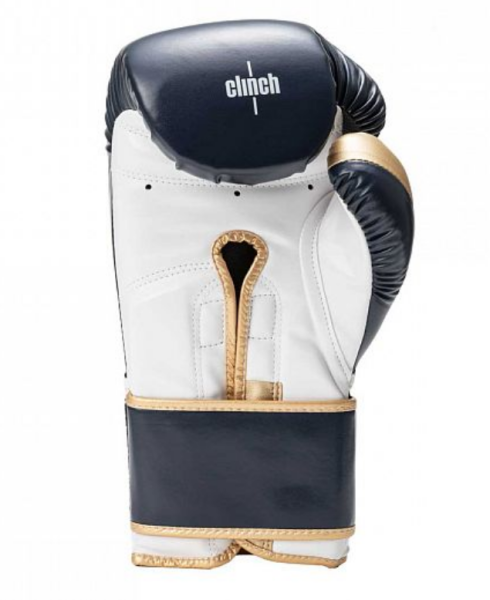 Перчатки боксерские Clinch Contender темносине-бело-золотые (вес 12 унций) C184  фото