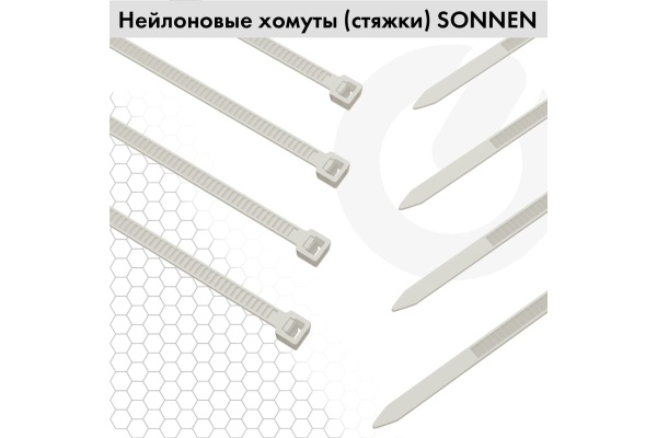 Стяжка (хомут) нейлоновая сверхпрочная POWER LOCK, 3,6x250мм, КОМПЛЕКТ 100шт, белая SONNEN, 607922 фото