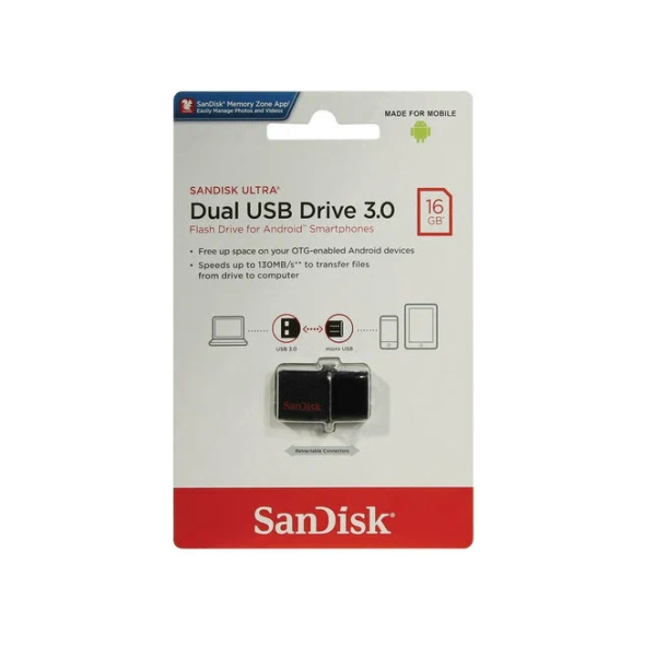 USB флеш-накопитель 16Gb SanDisk Dual Drive OTG USB 3.0 (SDDD2-016G-GAM46) купить ЦИТ USB флеш-накопитель 16Gb SanDisk Dual Drive OTG USB 3.0 (SDDD2-016G-GAM46) фото