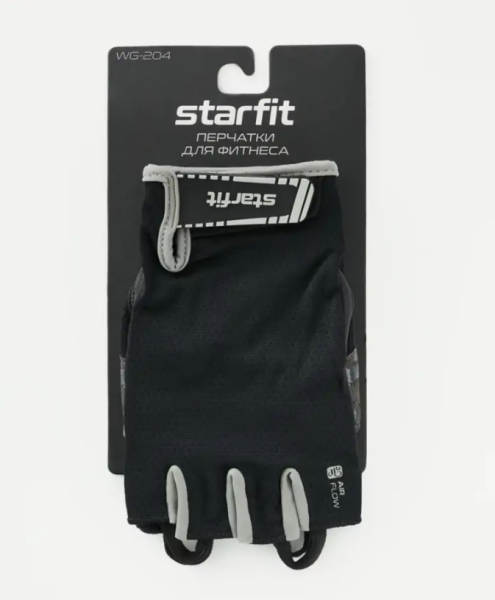 Перчатки для фитнеса STARFIT WG-203, черный/серый (S) фото