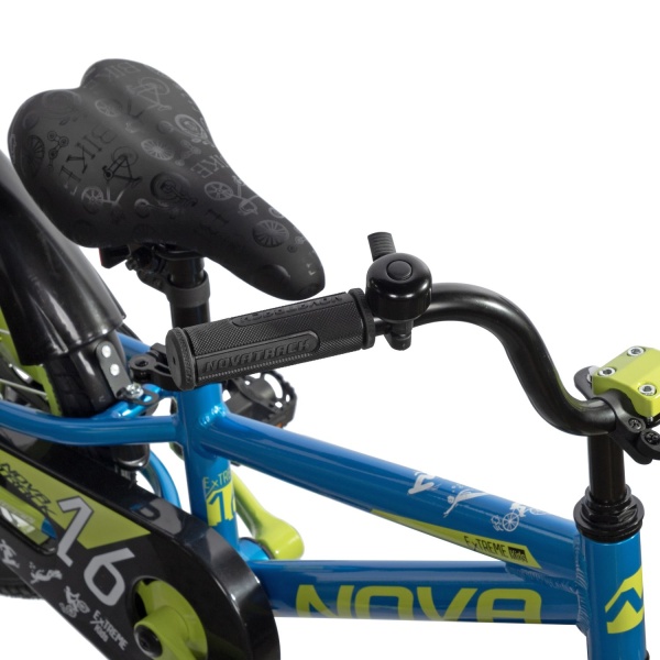 (м) Велосипед детский NOVATRACK 16"167AEXTREME1V.BL5 алюм., синий, полная защ.цепи, пер.руч., зад.но фото