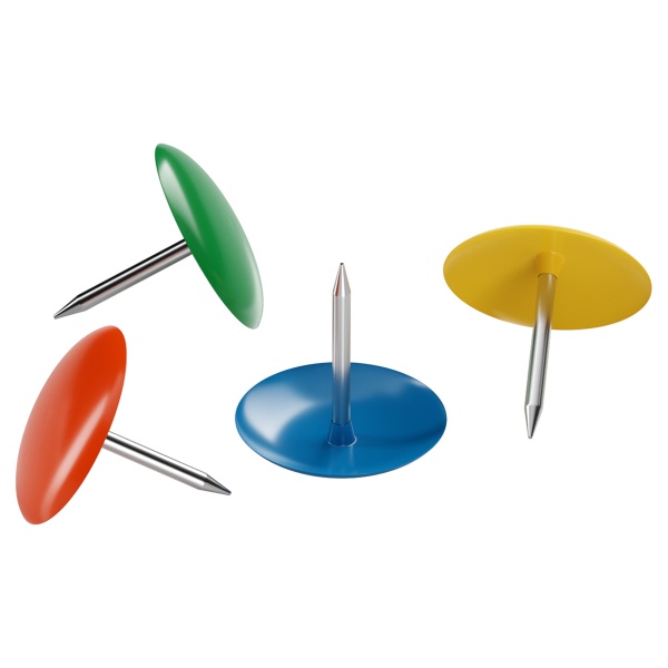 Кнопки канцелярские/гвоздики Berlingo, цветные 10мм, 50шт., карт. упаковка фото