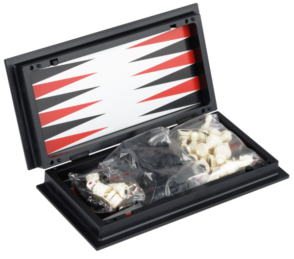 Набор игр ТРИ СОВЫ 3в1 "Нарды, шашки, шахматы", пластиковые магнитные фигуры с доской 24*24см фото