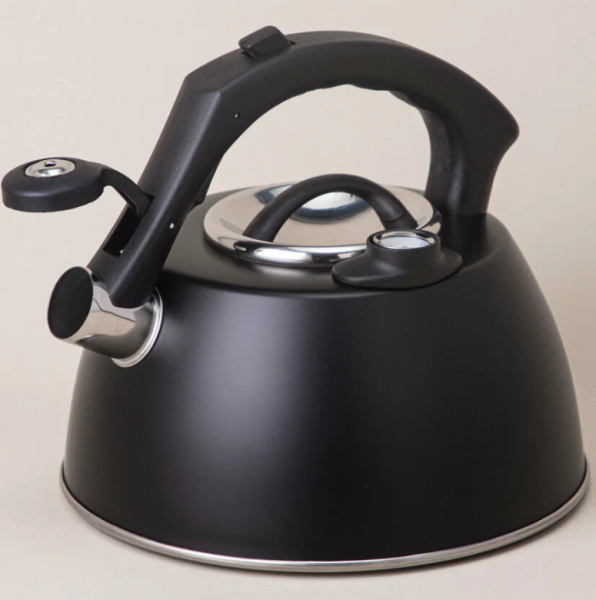 Чайник со свистком AGNESS 908-065 ТЮДОР с термометром 3,0л, черный фото