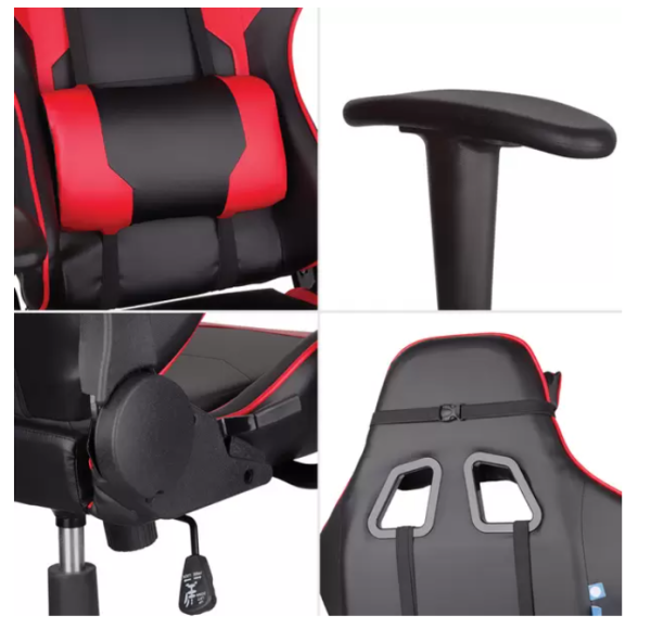 Кресло игровое Helmi HL-G01 "Victory", искусственная кожа, черная/красная, 2 подушки фото