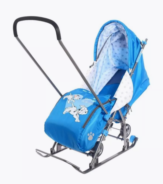 Санки-коляска "Disney-baby 1" 101 Далматинец голубой DB1/4 фото