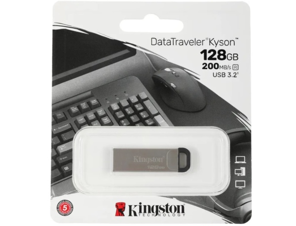 USB флеш-накопитель 128GB Kingston DataTraveler Kyson DTKN/128GB USB3.2 серебристый/черный фото
