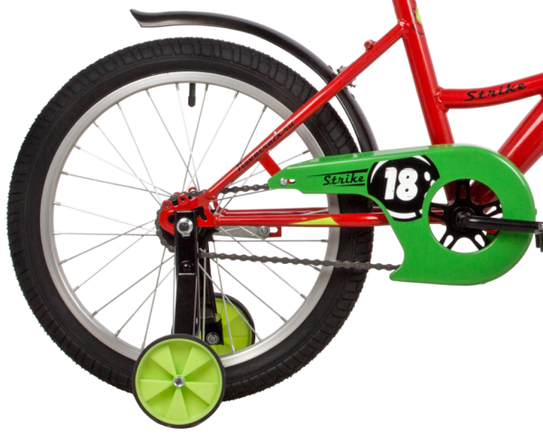 (м) Велосипед детский NOVATRACK 18"183STRIKE.RD22 красный, тормоз нож, крылья корот, защита А-тип  фото