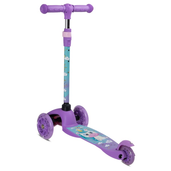 Самокат-кикборд CITY-RIDE CR-S4-05UVV телескопический руль металл, колеса PU 120/76 со светодиодами, фото