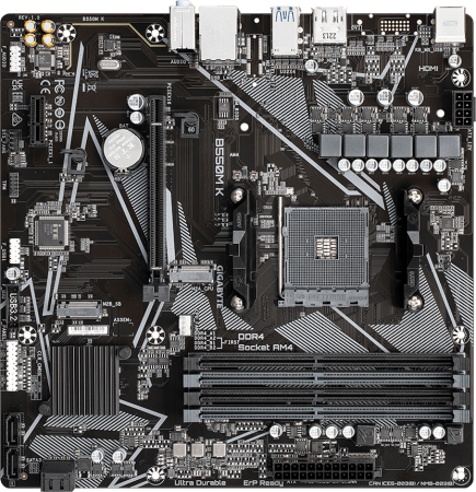 Материнская плата Gigabyte B550M K <S-AM4 AMD B550 4xDDR4 mATX AC`97 8ch(7.1) GbLAN RAID+HDMI+DP фото