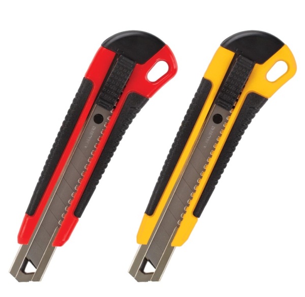 Нож канцелярский 18 мм BRAUBERG "Universal", 3 лезвия в комплекте, автофиксатор, 230919 фото