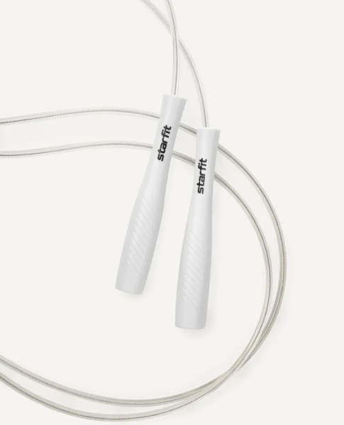 Скакалка STARFIT RP-501 ПВХ, с пластиковыми ручками, 3 м, белый фото