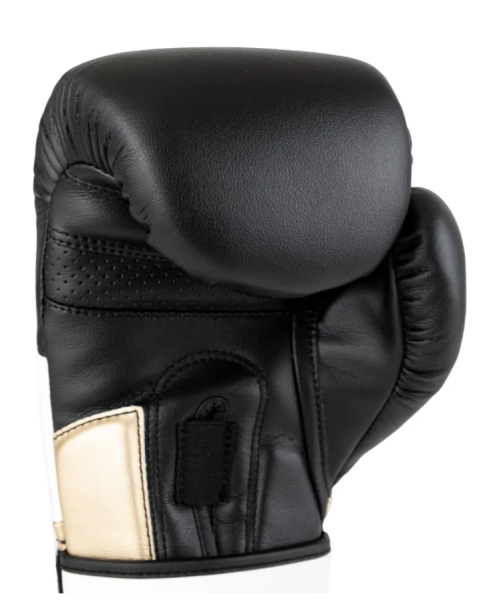 Перчатки боксерские Clinch Pro NF черно-бело-золотые (вес 10 унций) C185 фото