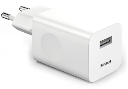 Сетевое зарядное устро Baseus Charging QC3.0, цвет белый (китайская вилка) фото