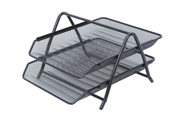 Лоток для бумаг горизонтальный Berlingo "Steel&Style", 2 секции, металл, черный фото