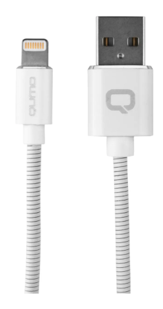 Кабель USB - Lightning Qumo MFI С48 1.2м оплетка металл белый фото