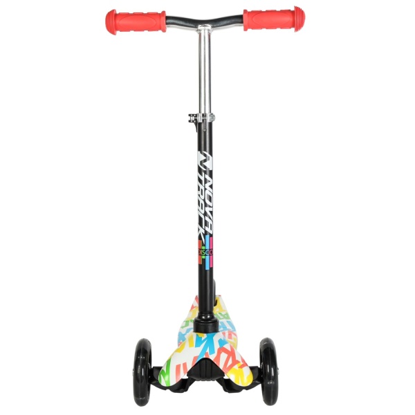 Самокат-кикборд NOVATRACK 120H.DISCOKIDS.WB24 Graffiti, черный с белым фото