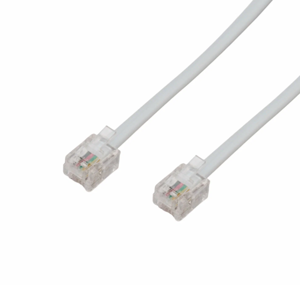 Кабель Cablexpert телефонный аппарат-розетка, 2 м, белый TC6P4C-2M фото