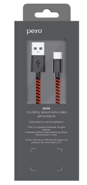Кабель USB - Type-C PERO DC-04 1м красно-черный (PRDC-04TC1MRB) фото