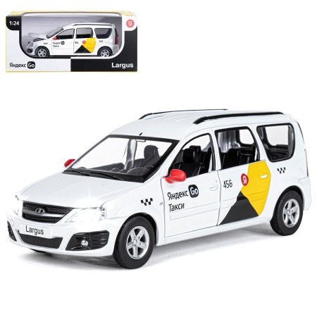Яндекс GO Машинка металлическая 1:24 LADA LARGUS, белый, открываются 4 двери, капот, багажник, свет, фото