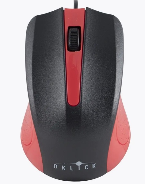 Мышь Oklick 225M черный/красный оптическая (1200dpi) USB фото