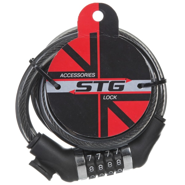 Замок-трос STG, трос спиральный, кодовый диам.12х120см, Х54002 фото