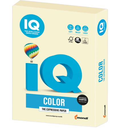 Бумага цветная IQ color, А4, 160 г/м2, 250 л. пастель, ванильная, BE66 фото
