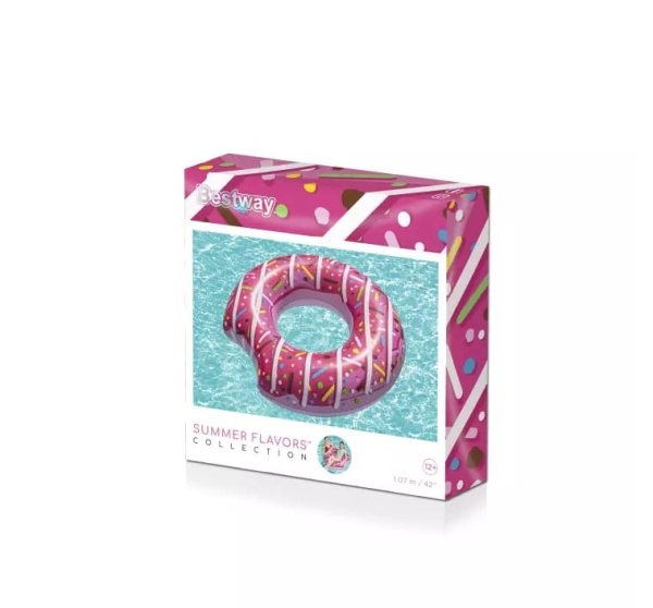 Надувной круг для плавания "Пончик" диаметр 107 см, от 12 лет, до 100 кг, АССОРТИ, BESTWAY, 36118 фото