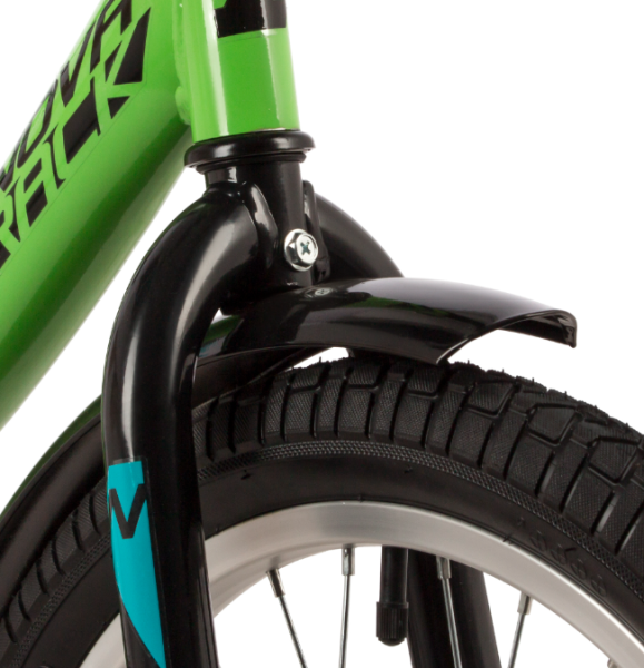(м) Велосипед детский NOVATRACK 18"183VECTOR.GN22 лаймовый, защита А-тип, тормоз нож., крылья и бага фото