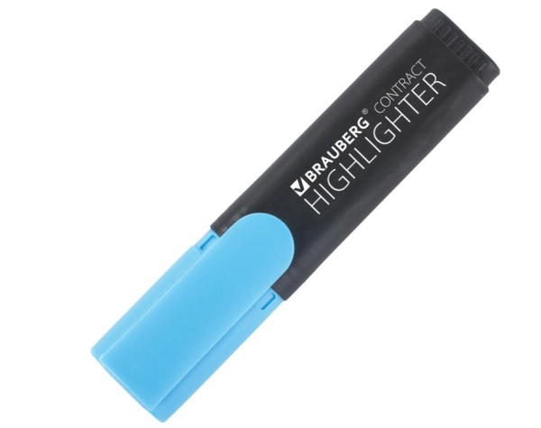 Текстовыделитель BRAUBERG "Contract", ГОЛУБОЙ, линия 1-5 мм, 150391 фото