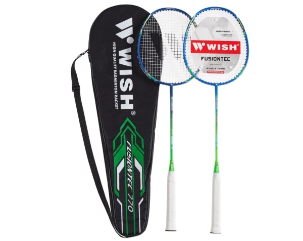 Набор для бадминтона WISH Fusiontec 770K (2 ракетки), синий/зеленый фото